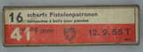 GER: Pistolenpatrone 41 (9mm Pist Pat 41), 16 Schuss Schachtel, Jahrgang 12.9.1955