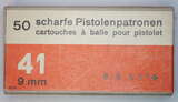 GER: Pistolenpatrone 41 (9mm Pist Pat 41), Jahrgang 9. Mai 1953, Packung à 50 Schuss