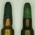 GER: Links: Blinde Patrone GP11 (7,5 mm bl GP11), Jahrgang 1940, mit Messinghülse
Rechts: Blinde Patrone GP11 (7,5 mm bl GP11), Jahrgang 1943, mit Stahlhülse