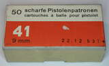 GER: Pistolenpatrone 41 (9mm Pist Pat 41), Jahrgang 22.12.1953
