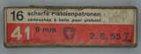 GER: Pistolenpatrone 41 (9mm Pist Pat 41), 16 Schuss Schachtel, Jahrgang 2.8.1955