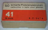 GER: Pistolenpatrone 41 (9mm Pist Pat 41), Jahrgang 1954
