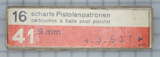 GER: Pistolenpatrone 41 (9mm Pist Pat 41), 16 Schuss Schachtel, Jahrgang 4.3.1953