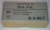 GER: Pistolenpatrone 41 (9mm Pist Pat 41), Jahrgang 1960