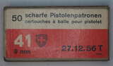GER: Pistolenpatrone 41 (9mm Pist Pat 41), Jahrgang 1956
