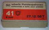 GER: Pistolenpatrone 41 (9mm Pist Pat 41), Jahrgang 1956