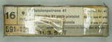GER: Pistolenpatrone 41 (9mm Pist Pat 41), Taschenmunition, Packung à 16 Schuss, Jahrgang 11. März 1957