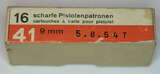 GER: Pistolenpatrone 41 (9mm Pist Pat 41), Jahrgang 5.8.1954